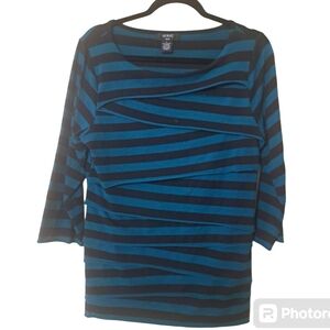 Verve Ami Striped Layered 3/4 Sleeve Top Blouse